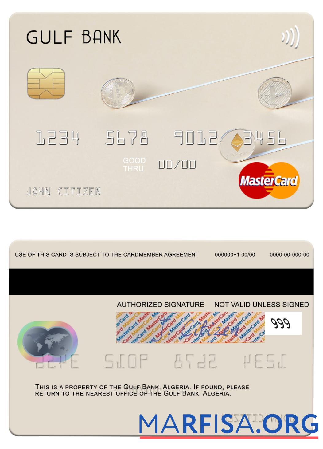 Realistic Algeria Gulf Bank mastercard download for verification